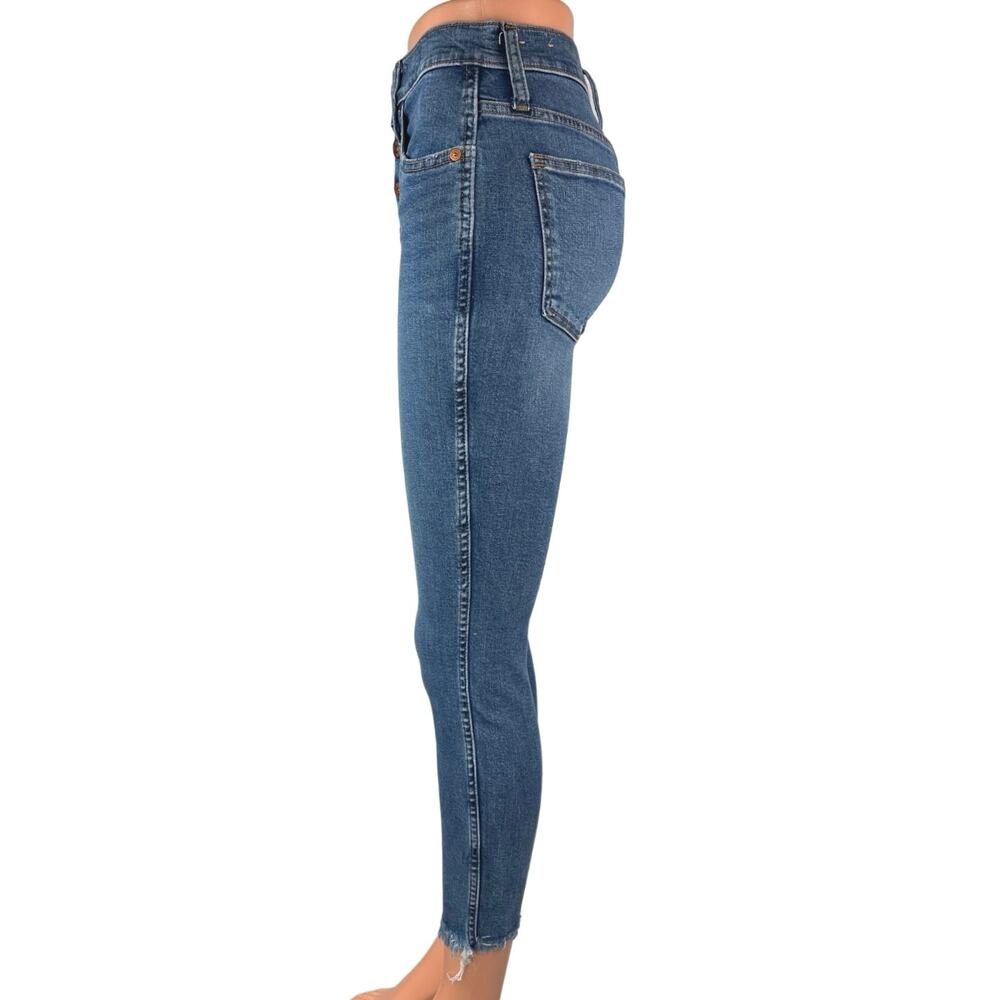 Madewell Blue 10" High Rise Skinny Button Fly Frayed Hem Crop Denim Jeans 26 - Picture 2 of 7